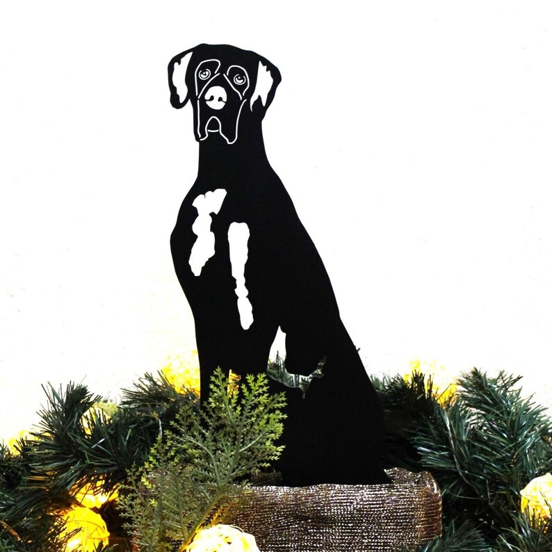 Great Dane Black Metal Dog Silhouette Yard Art Garden Etsy