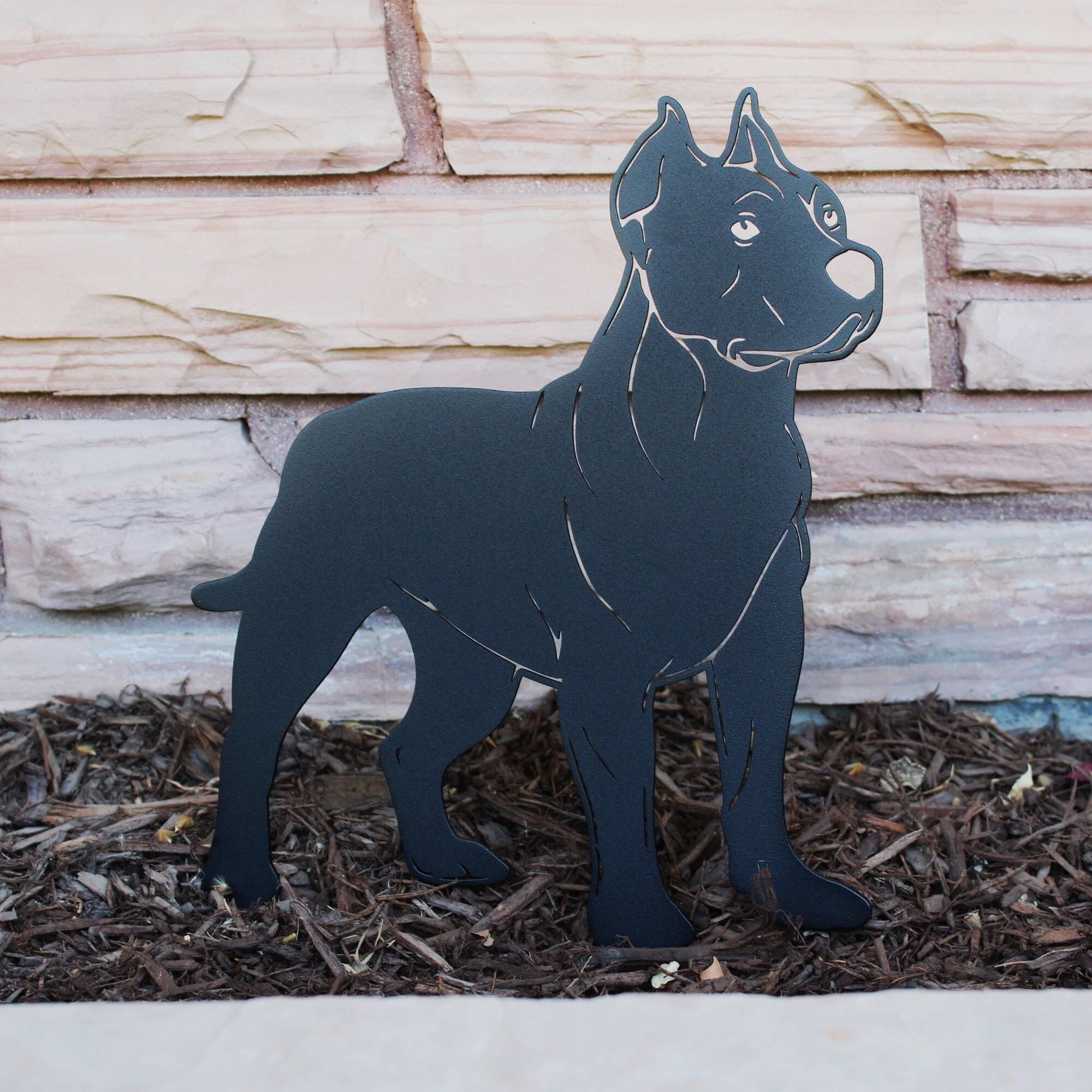 Dogo Argentino Black Metal Dog Silhouette Yard Art Garden D cor