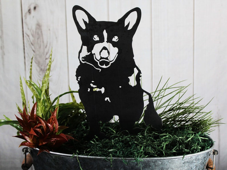 Black Metal Dog Silhouette Yard Art Garden Décor Etsy