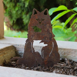 British Longhair Corten Steel Cat Silhouette Rust Art Garden Décor Pet Memorial Spring Garden Gift My Metal Rescue image 4