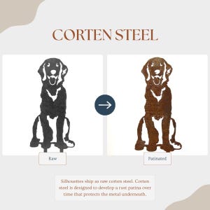 Sitting Golden Retriever Corten Steel Dog Silhouette | Rust Art | Garden Décor | Pet Memorial | Spring Garden Gift | My Metal Rescue Bild 2