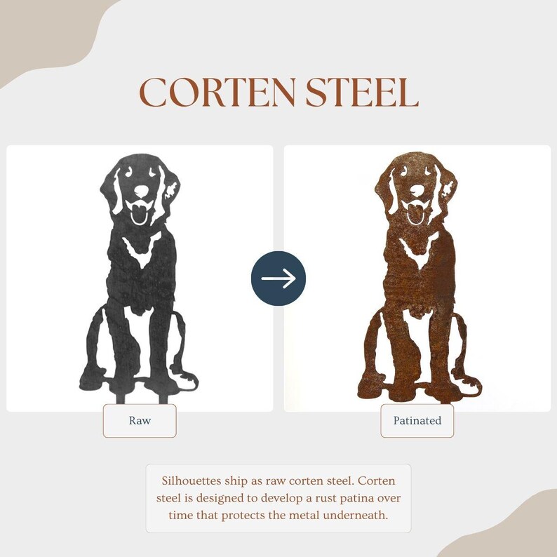 Sitting Golden Retriever Corten Steel Dog Silhouette | Rust Art | Garden Décor | Pet Memorial | Spring Garden Gift | My Metal Rescue Bild 2
