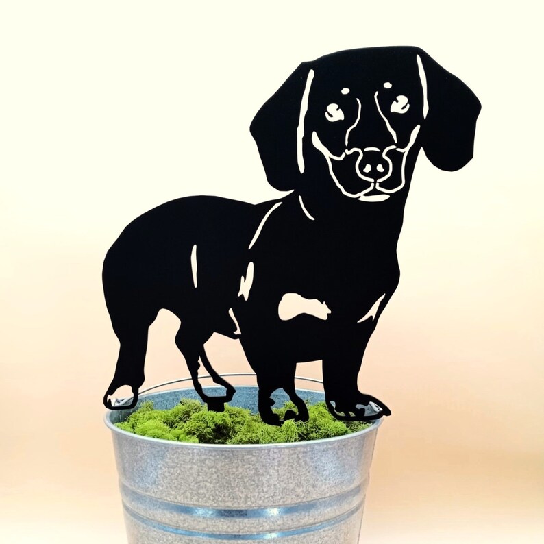 Shorthaired Dachshund Black Metal Dog Silhouette Yard Art Etsy