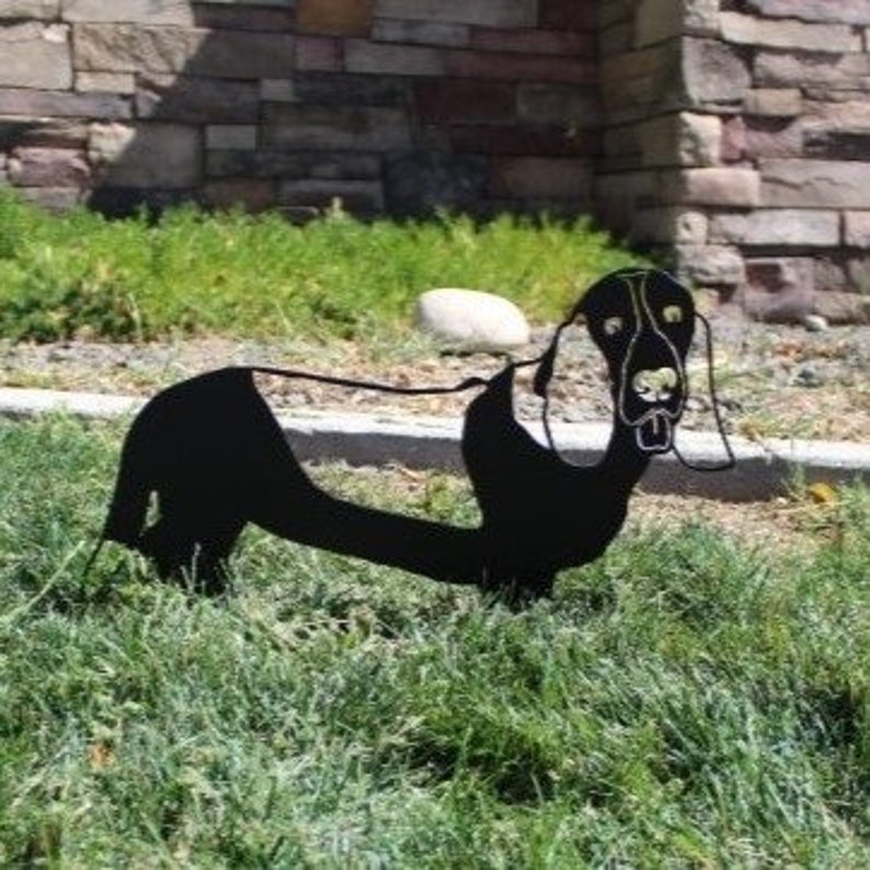 Basset Hound Black Metal Dog Silhouette Yard Art Garden Etsy