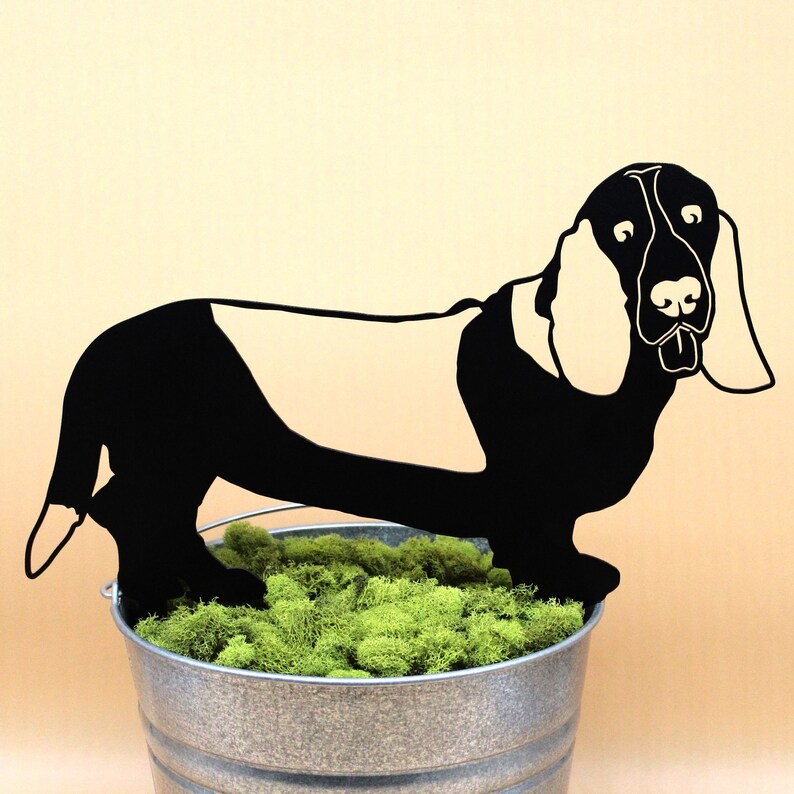 Basset Hound Black Metal Dog Silhouette Yard Art Garden Etsy