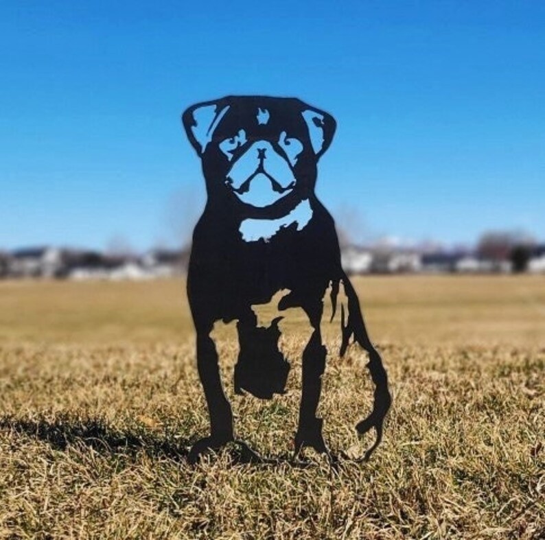 Pug Black Metal Dog Silhouette Yard Art Garden Décor Pet Etsy