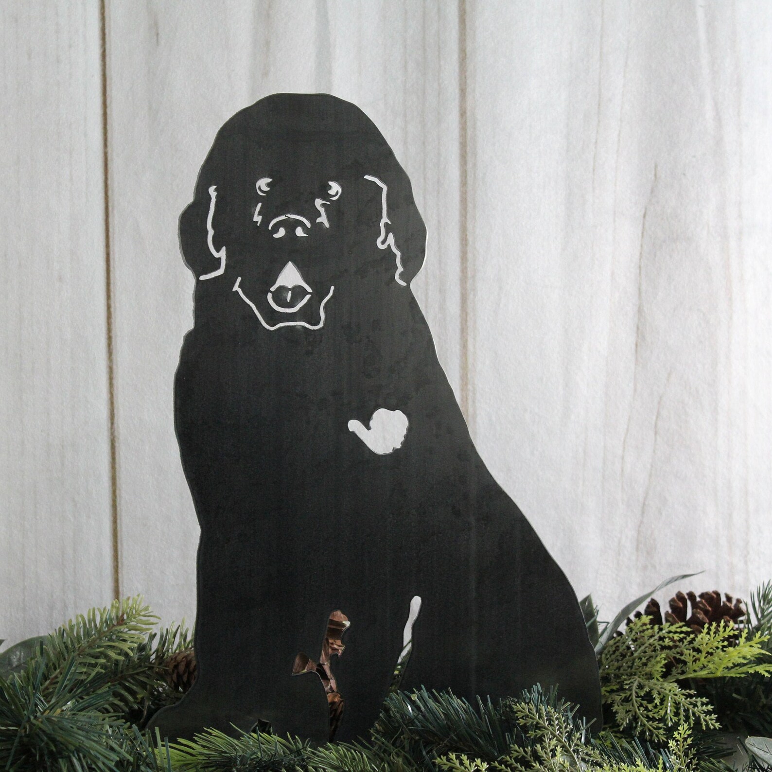 Newfoundland Metal Dog Silhouette Yard Art Garden Decor Etsy