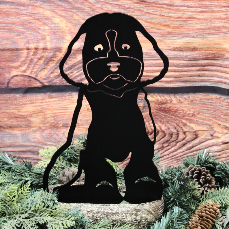 Maltipoo Black Metal Dog Silhouette Yard Art Garden Décor Etsy