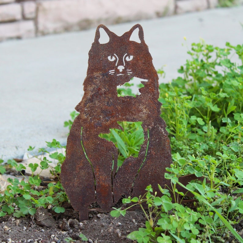 British Longhair Corten Steel Cat Silhouette Rust Art Garden Décor Pet Memorial Spring Garden Gift My Metal Rescue image 1