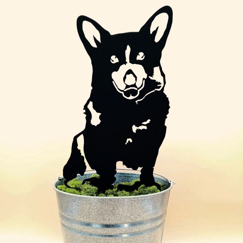 Corgi Black Metal Dog Silhouette  Yard Art  Garden Décor  image 6