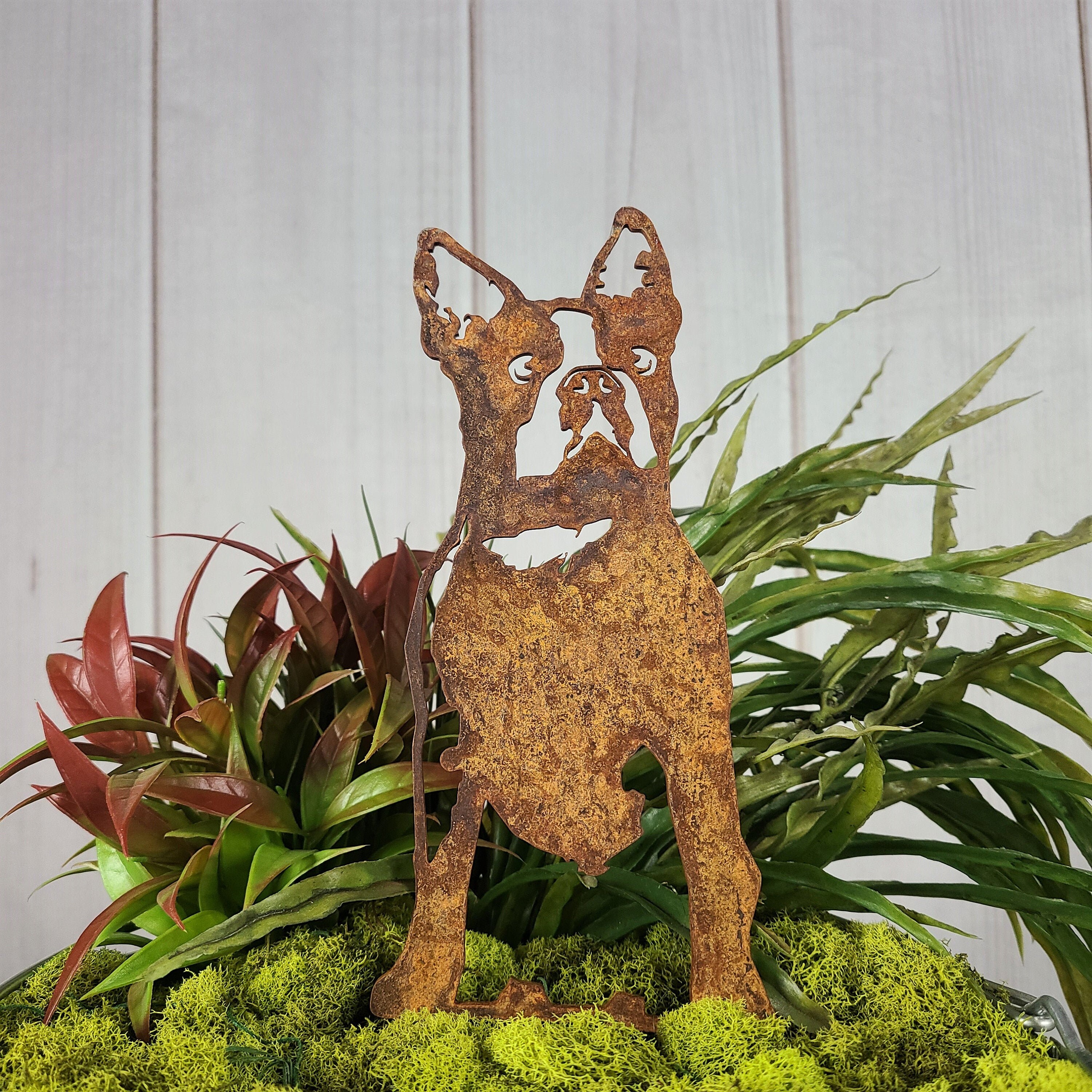Boston Terrier Metal Dog Silhouette / Yard Art / Garden Decor Etsy