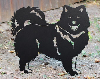 Keeshond Black Metal Dog Silhouette | Yard Art | Garden Décor | Pet Memorial | Spring Garden Gift | My Metal Rescue