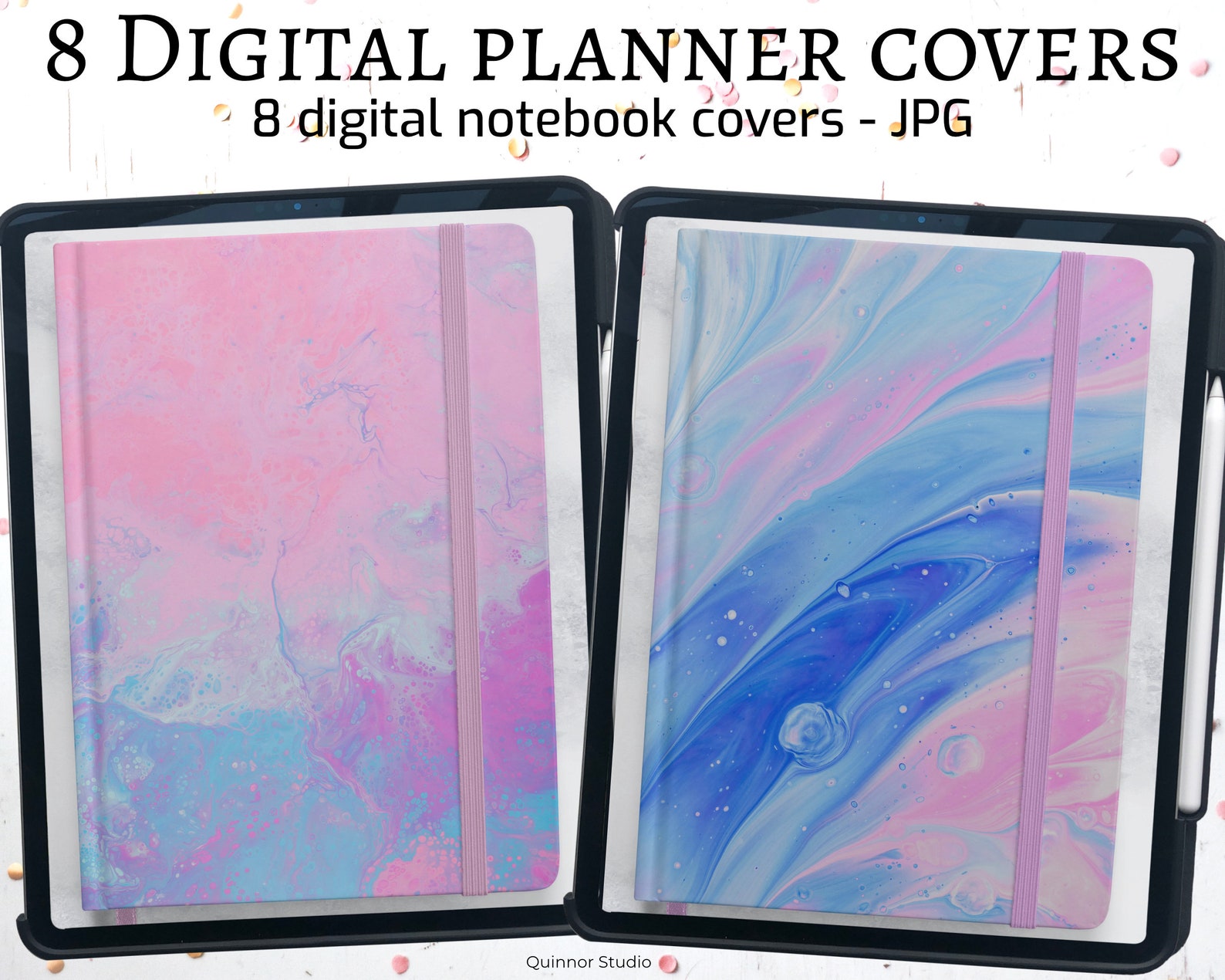 Marbled digital planner cover Goodnotes template digital Etsy