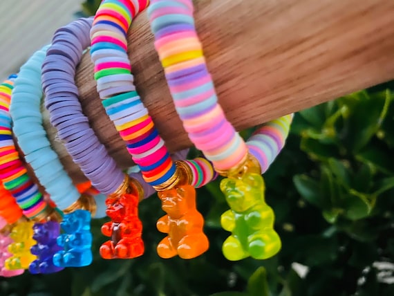 NEW Gummy Bear charm bracelet Heishi beaded bracelet holiday gifts