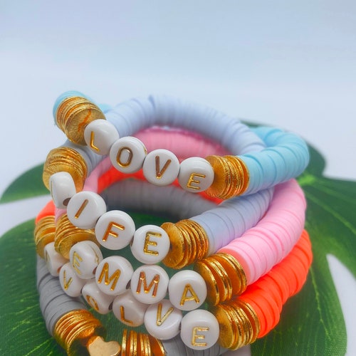 NEW Heishi Disc Name Bracelet / Beads From Ghana/ Beaded - Etsy