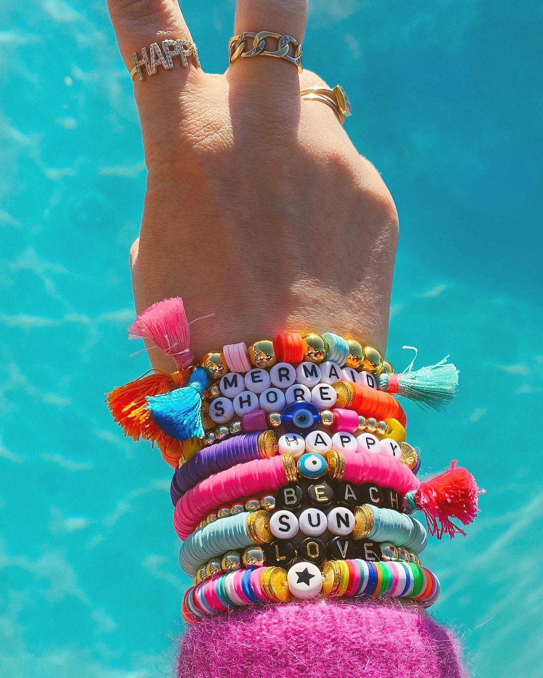 Beach Bracelets / Name Bracelets/ Heishi / Custom Bracelets Etsy