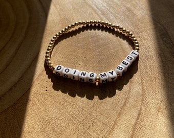 Gold filled “Doing my best” bracelet / 3mm gold filled beads / gift