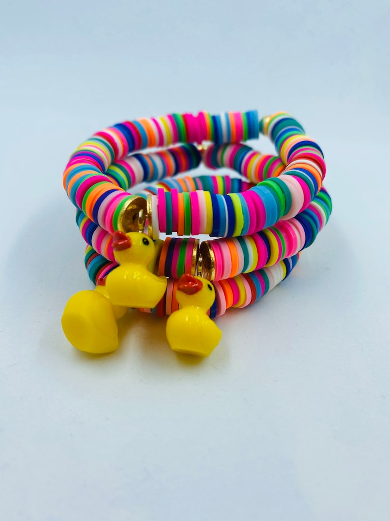 Rubber Duck bracelet / rubber duckie / Heishi / custom bracelet / charm bracelet / kids gifts / birthday gift / fun gift image 1