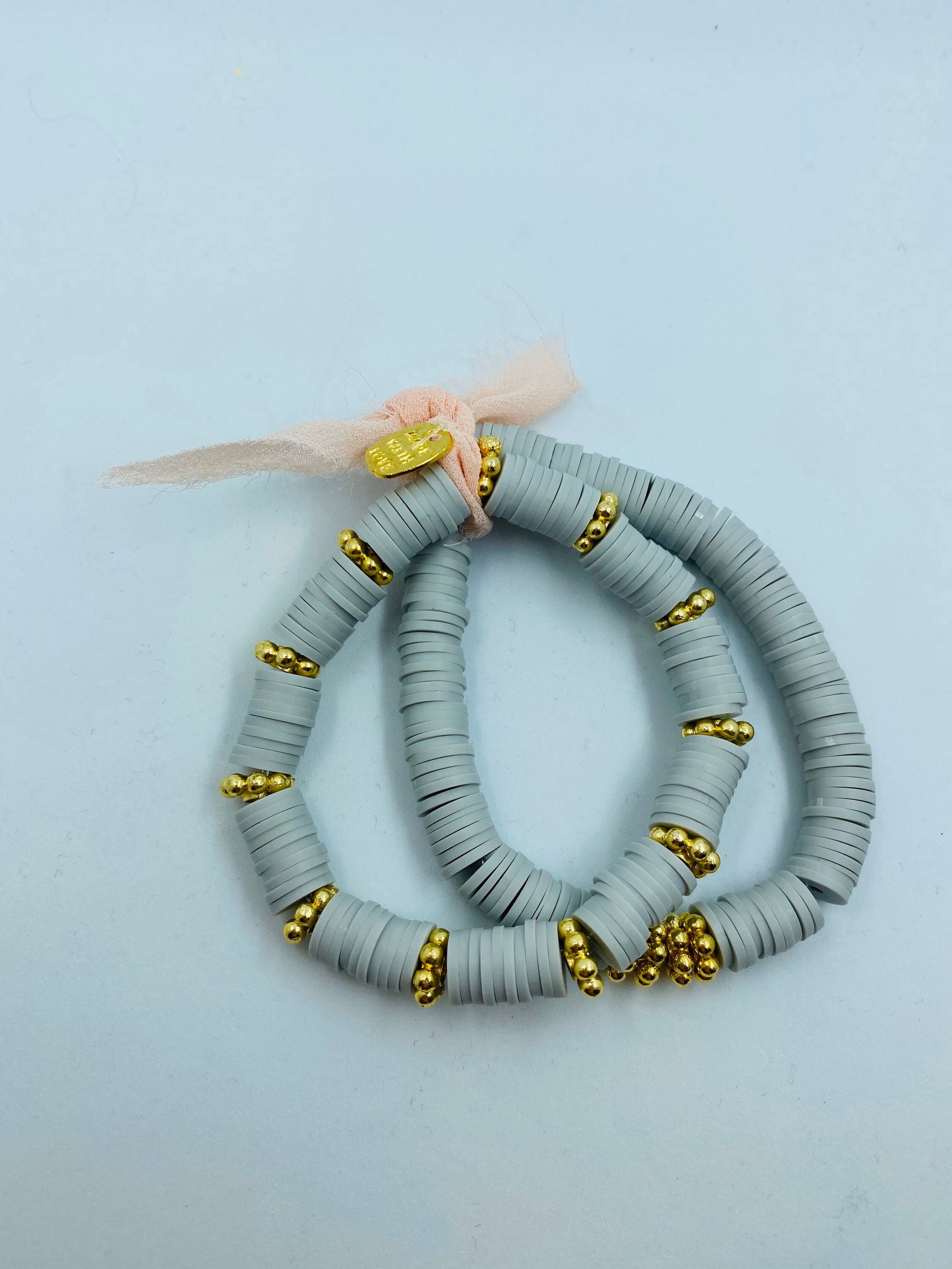 14K gold plated daisy & Heishi bracelet set / beaded bracelets Etsy