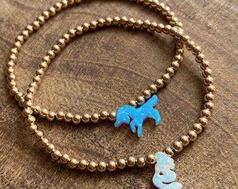 NEW Opal Mermaid or Unicorn gold filled bracelet / gold filled beaded bracelet / gift / 14K gold filled bracelet