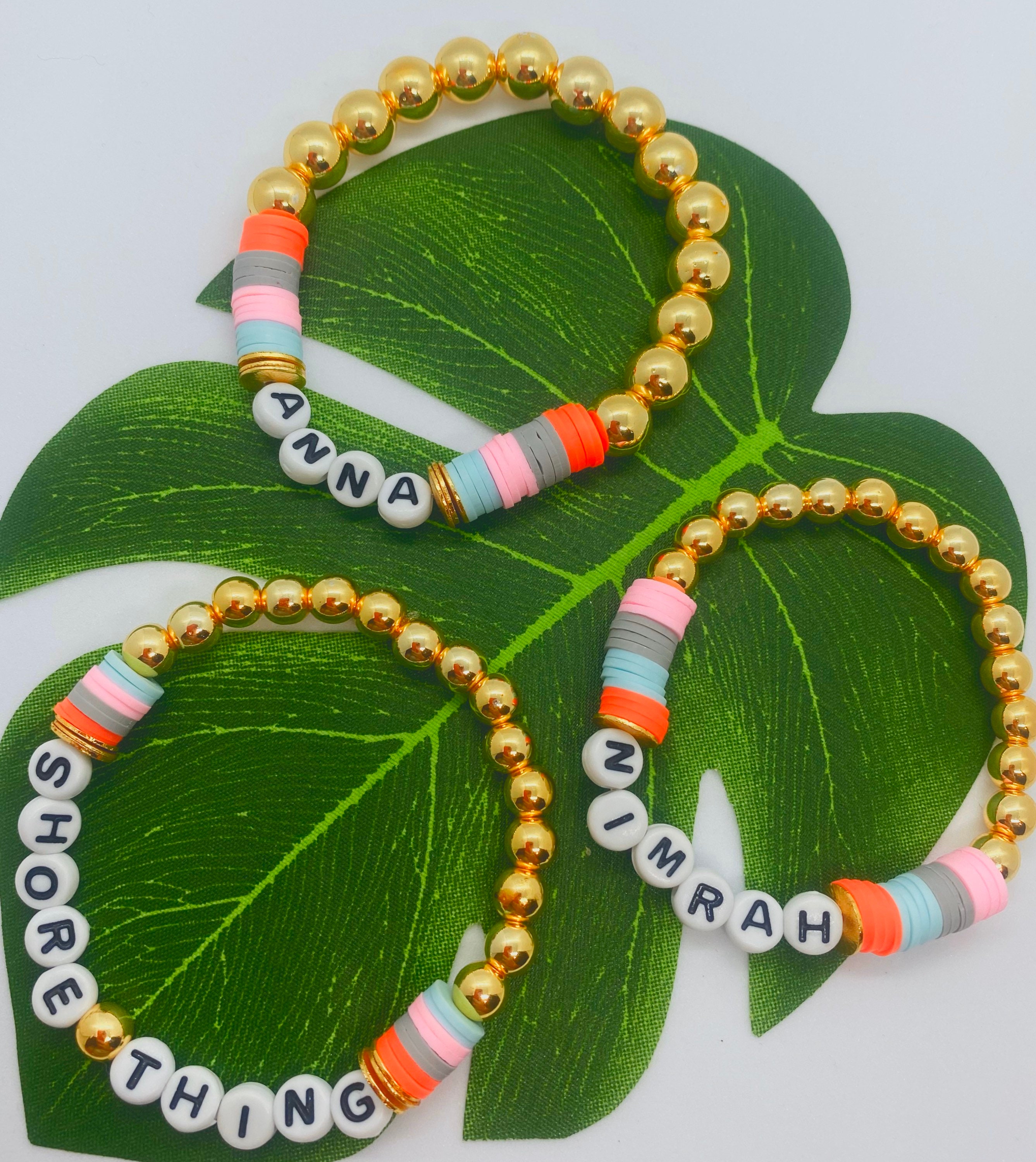 Heishi Disc Bracelet / Heishi and Gold Bead Combo / Name Etsy