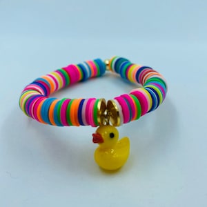 Rubber Duck bracelet / rubber duckie / Heishi / custom bracelet / charm bracelet / kids gifts / birthday gift / fun gift image 2
