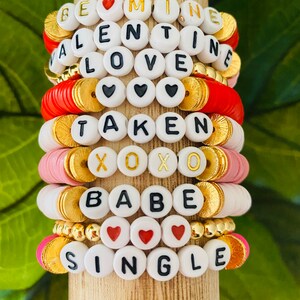 Valentine’s Day bracelets / name bracelets / Heishi bracelets / custom bracelets / personalized bracelets / Valentine’s Day Gifts