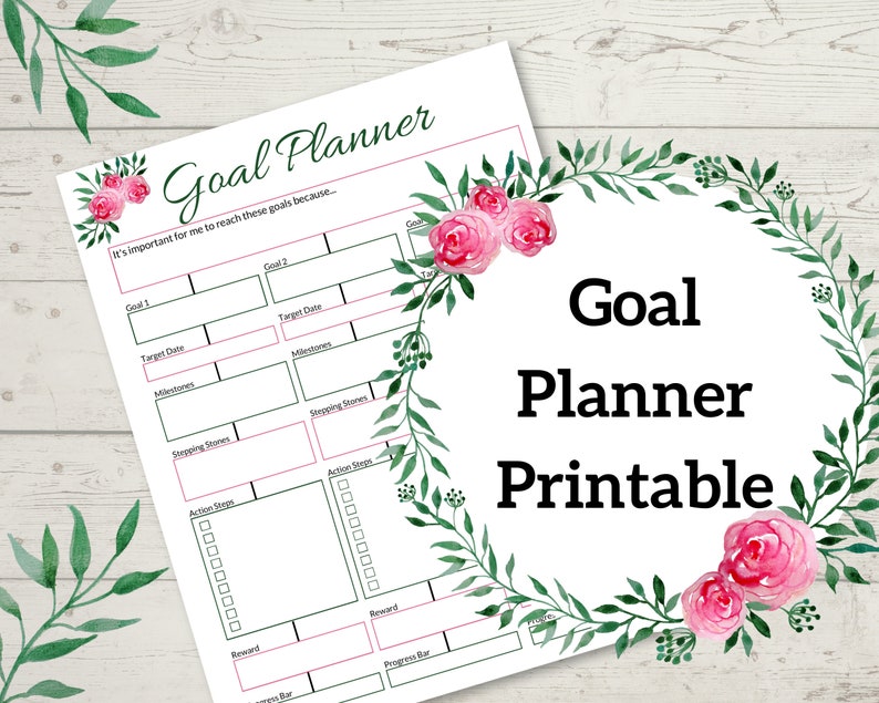 Goal Setting Planner Printable Printable Goal Setter Goal Etsy