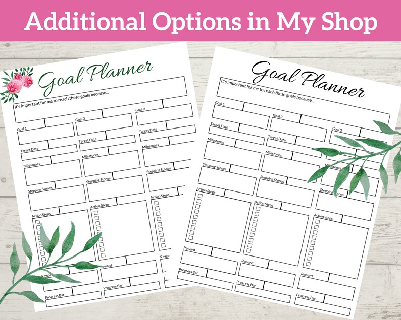 Goal Setting Planner Printable Printable Goal Setter Goal Etsy