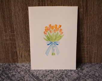 Tulpenstrauß Karte - original handgemaltes Aquarell