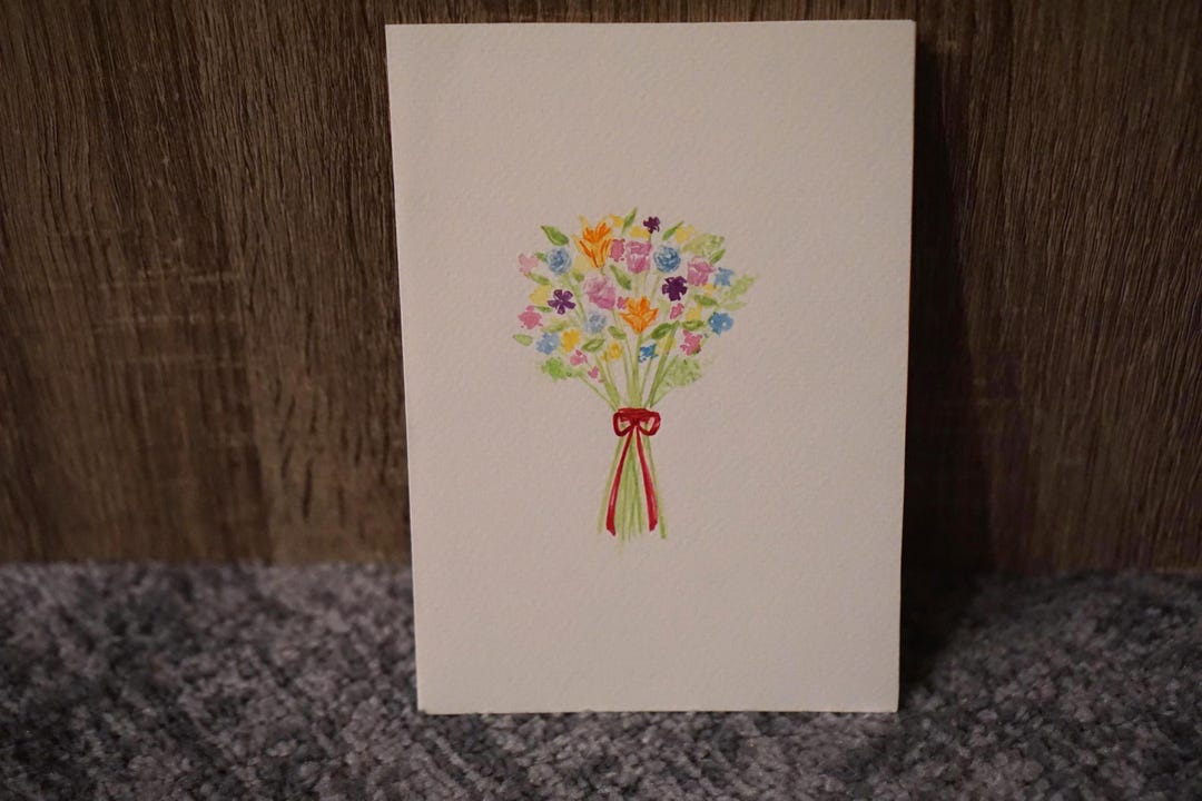 Flower Bouquet Card - Original Hand Painted Watercolor - Etsy