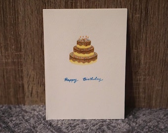Birthday card - original hand painted watercolor