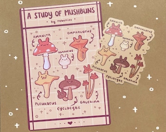 A Study of Mushbuns | Cute Art Print + Sticker Bundle