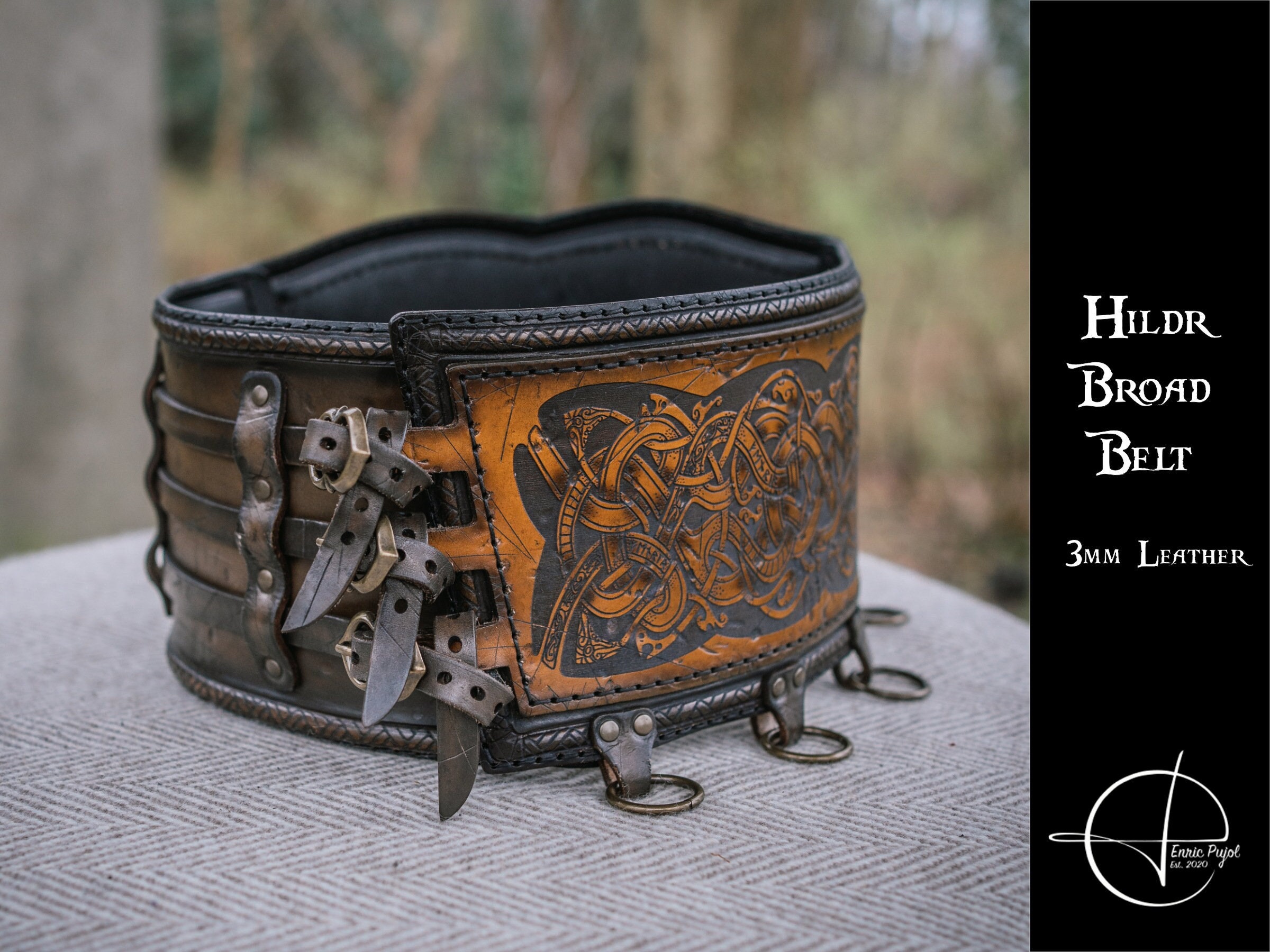 Hildr Broad Full Leather Belt Viking Larp Cosplay Medieval Etsy