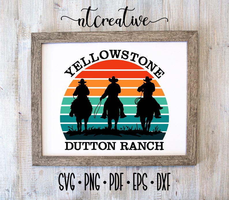 Download Vintage Sunset YellowStone SVG/Yellowstone Cowboys Dutton | Etsy