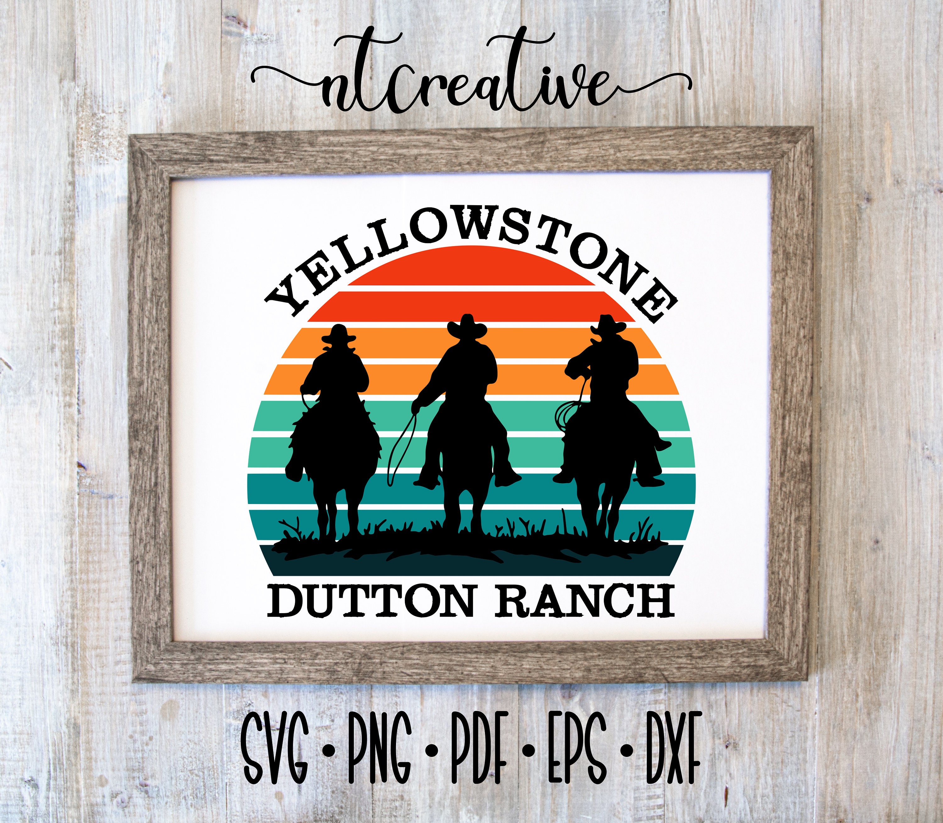 Download Vintage Sunset Yellowstone Svg Yellowstone Cowboys Dutton Etsy