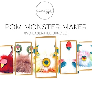 Pom Pom Monster Maker Set  Wooden Add On SVG File | Digital Download | Glowforge | Laser File | Monsters