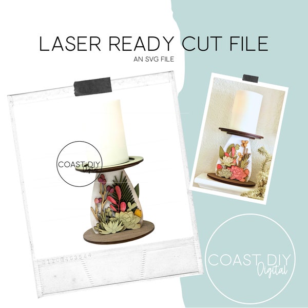 Succulent Candle Holder SVG Digital File | Glowforge Ready