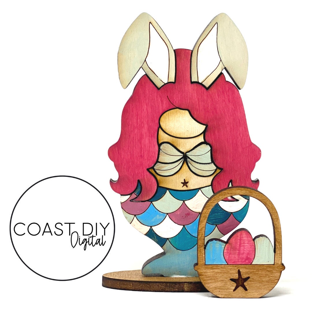 Mermaid Bunny Gnome SVG File Digital Download Glowforge - Etsy