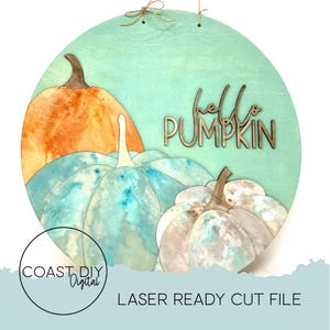 Hello Pumpkin Doorhanger SVG Digital File | Glowforge Ready | Fall | Autumn | Thanksgiving