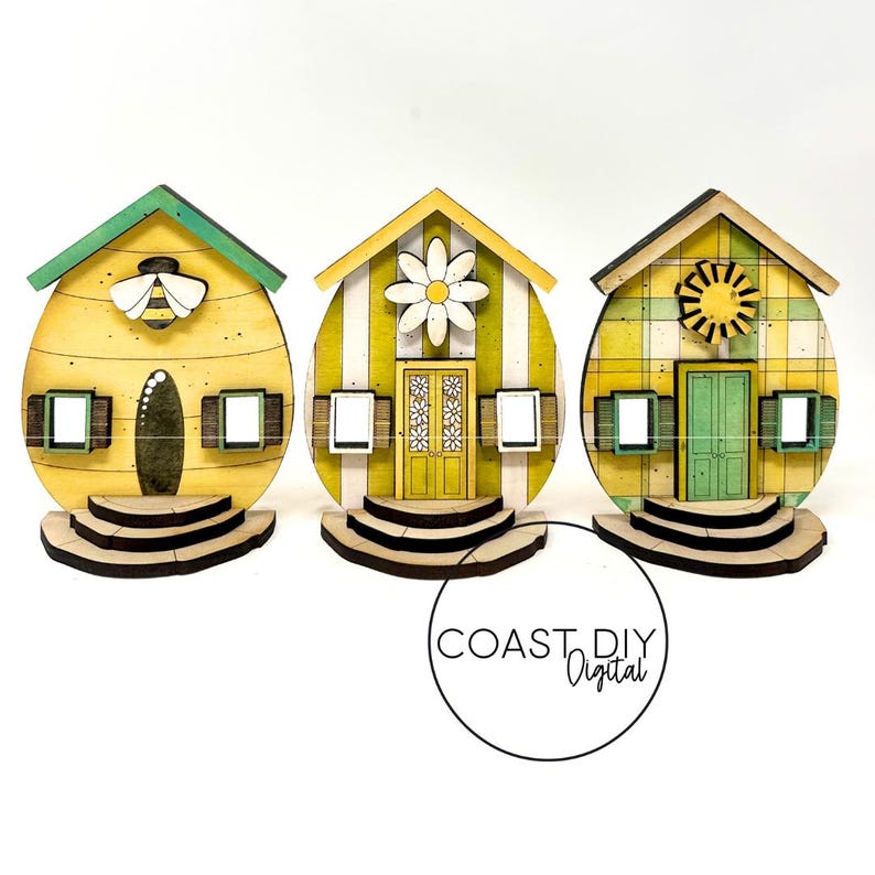 Spring House Svg Spring Egg Houses Shelf Sitters SVG Digital File | Glowforge Ready ...
