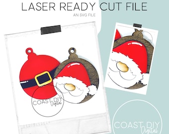 Par de adornos de Papá Noel / Glowforge Ready / Archivo láser
