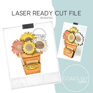 Sunflower Desk Caddy SVG Arquivo Digital | Porta-notas | Presente para Professor