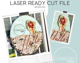 Geranium on a Brick Wall SVG Digital File | Glowforge Ready | Flower Design