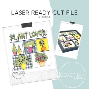 Pflanzenliebhaber Einsatz für austauschbare Schattenbox | Glowforge Ready | Laser Datei | Regal Sitter