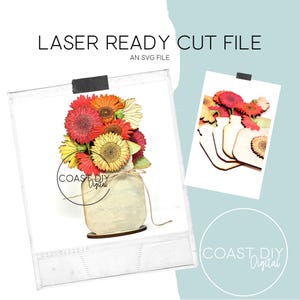 Gerbera Daisy Mason Jar Shelf Sitter digitaal SVG-bestand | Klaar voor Glowforge | Bloemen