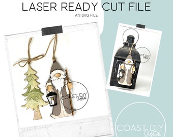 Forest Santa and Tree Ornament Digital File | Glowforge Ready | Laser File