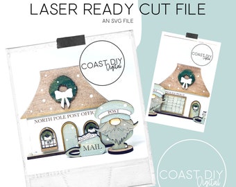 Christmas Village Post Office and Postman | Mailman | Glowforge Ready | Laser File | Santa Mail