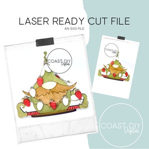 Tangled in Lightbulbs Gnome SVG Digital File | Glowforge Ready | Laser | Elf