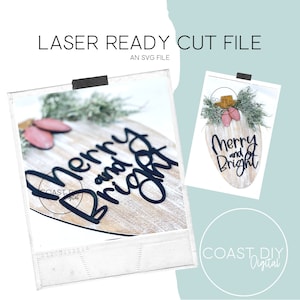 Merry and Bright Lightbulb Sign SVG File|Laser cut file|3D|Download|Glowforge|Winter|Christmas Decor